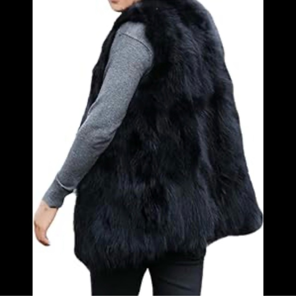 Miss London Black Faux Fur Vest, size X-Large